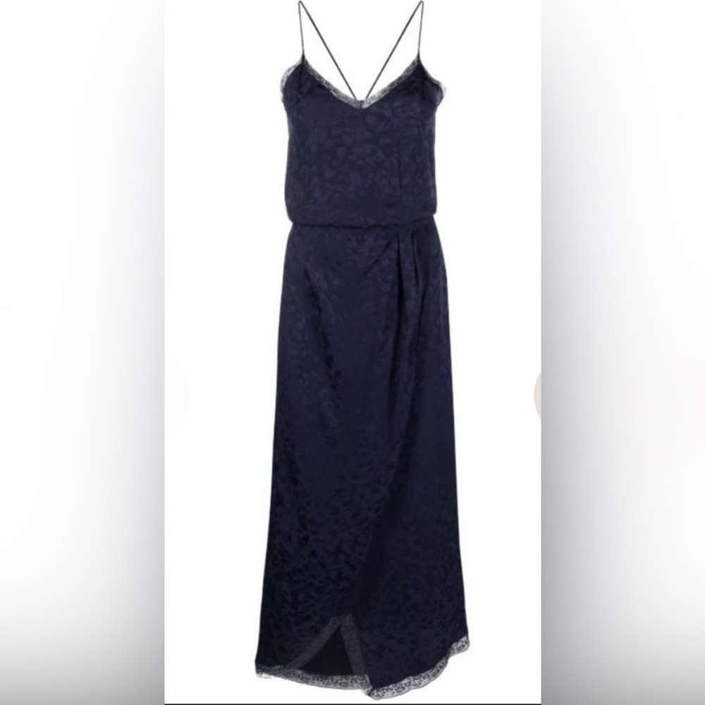 NWT Zadig & Voltaire navy silk maxi dress